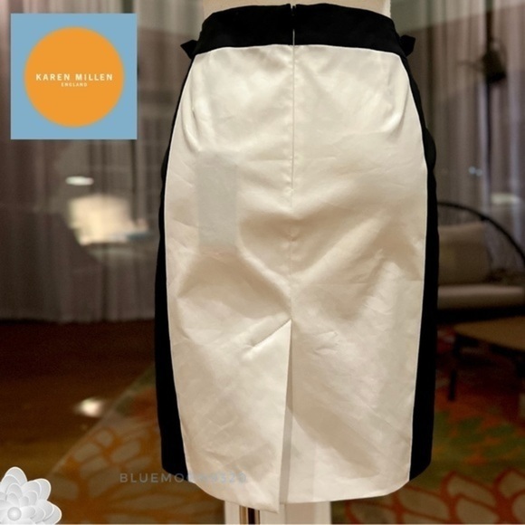 KAREN MILLEN ENGLAND Black and White Color Pencil Skirt NWT 6 See Measurements - Picture 4 of 12